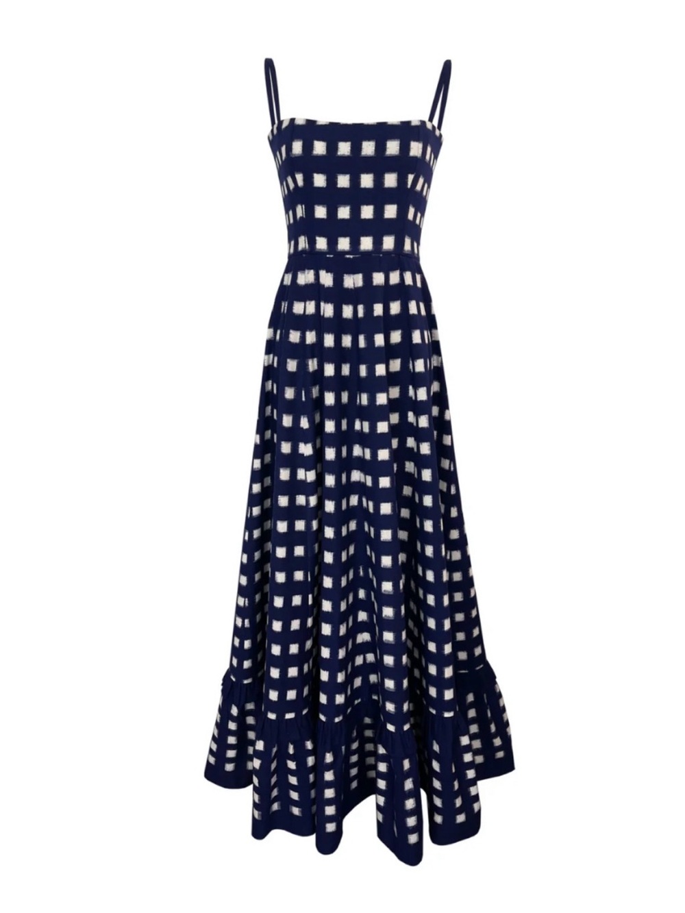 De Castro Navy Blue Checkmate Dress